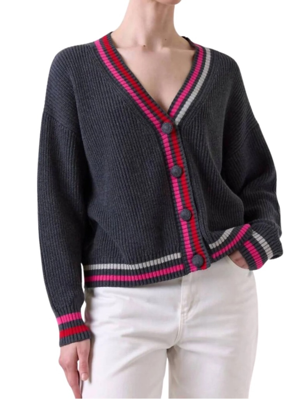Vivienne Stripe Trim Cardigan